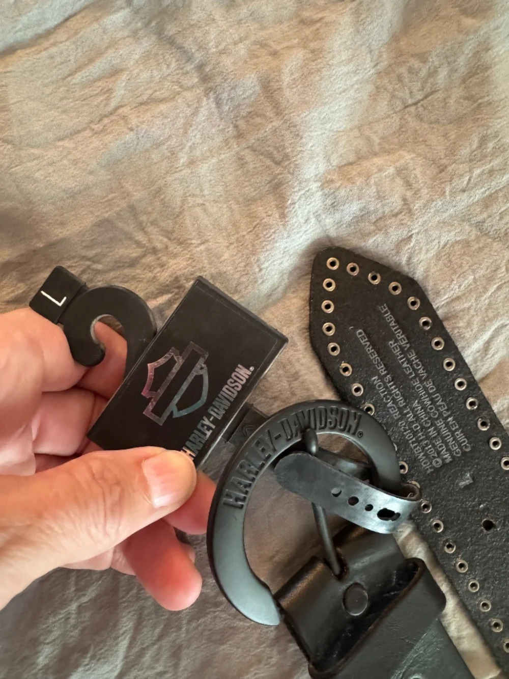 NWT Mens black leather Harley Davidson belt Sz L